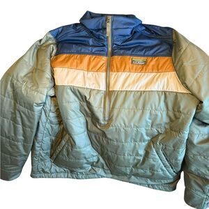 L.L. Bean Mens XL Puffer Jacket - Blue, Orange, White